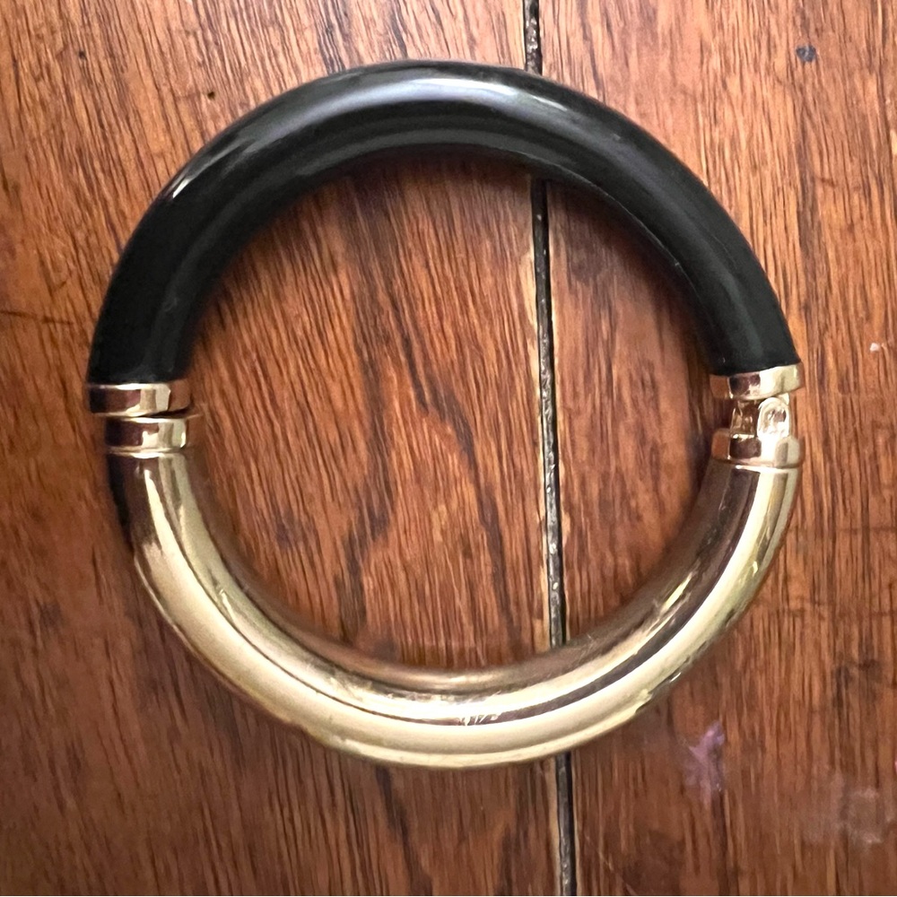 Geo Horn Bangle Black and Gold Circular Bracelet